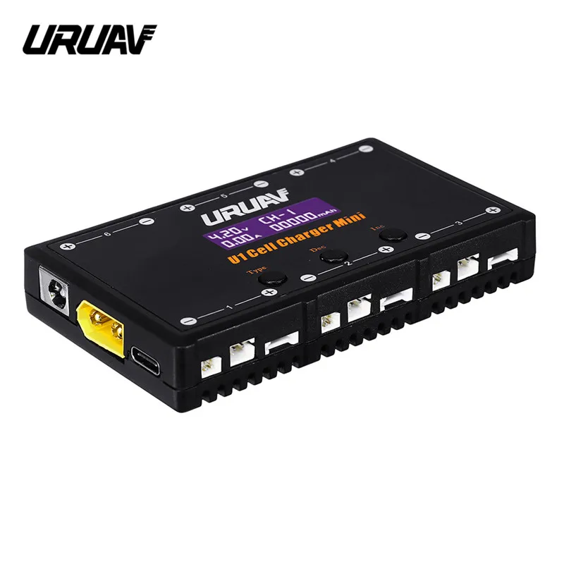 Высокое качество URUAV U1 6 в 1 6X4,35 Вт 6X1A DC 1S зарядное устройство для 1S LIPO/LiHV батарея с USB Micro MCX mCPX MOLEX
