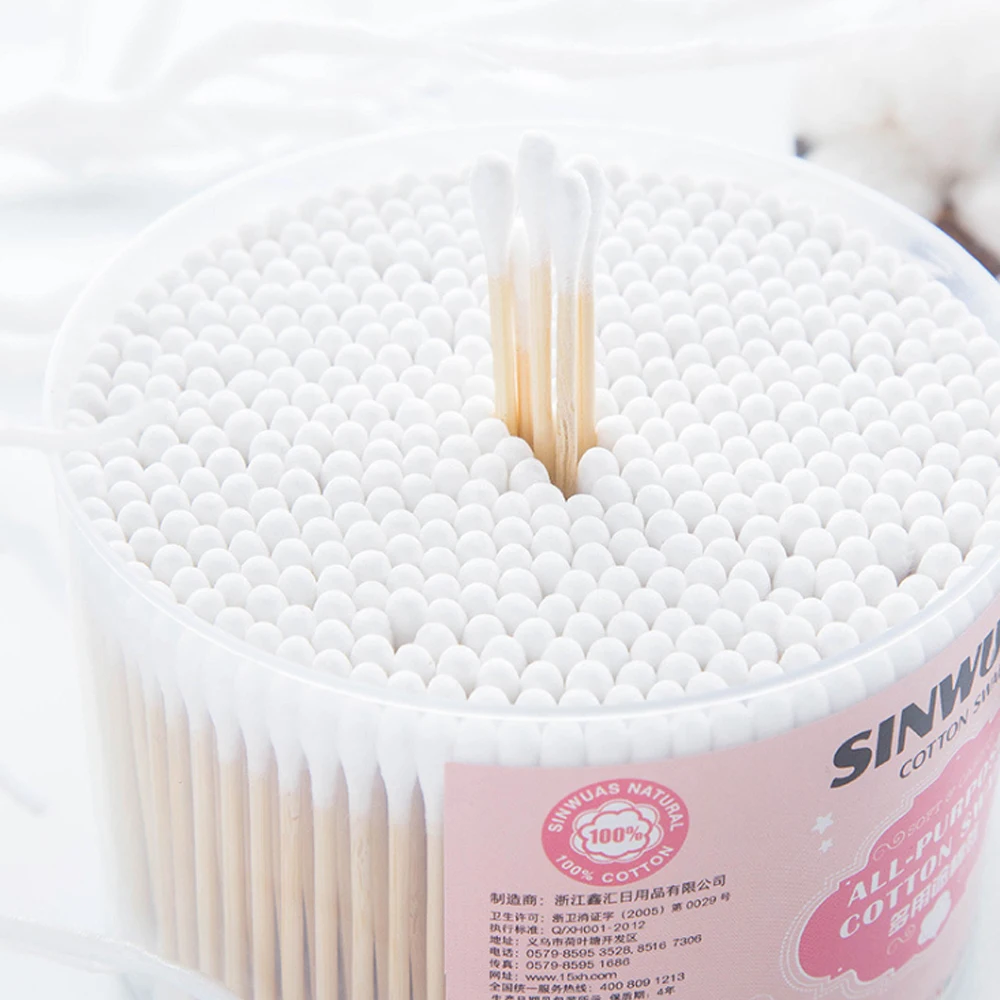 500 Pcs Double Head Cotton Swab Women Makeup Cotton Buds Tip For Medical Wood Sticks Nose Ears Cleaning Health Care Tools