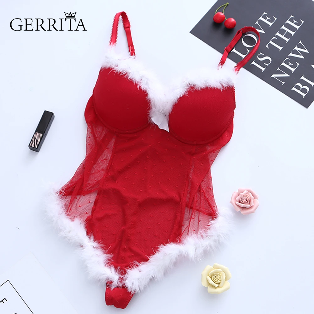 2020 Christmas Costumes Women Bodysuit Mesh with Velvet Fur Women's Sexy Santa Cosplay Costumes Strap Back Lace Up Club Wear 2020 Christmas Costumes Women Bodysuit Mesh with Velvet Fur Women's Sexy Santa Cosplay Costumes Strap Back Lace Up Club Wear