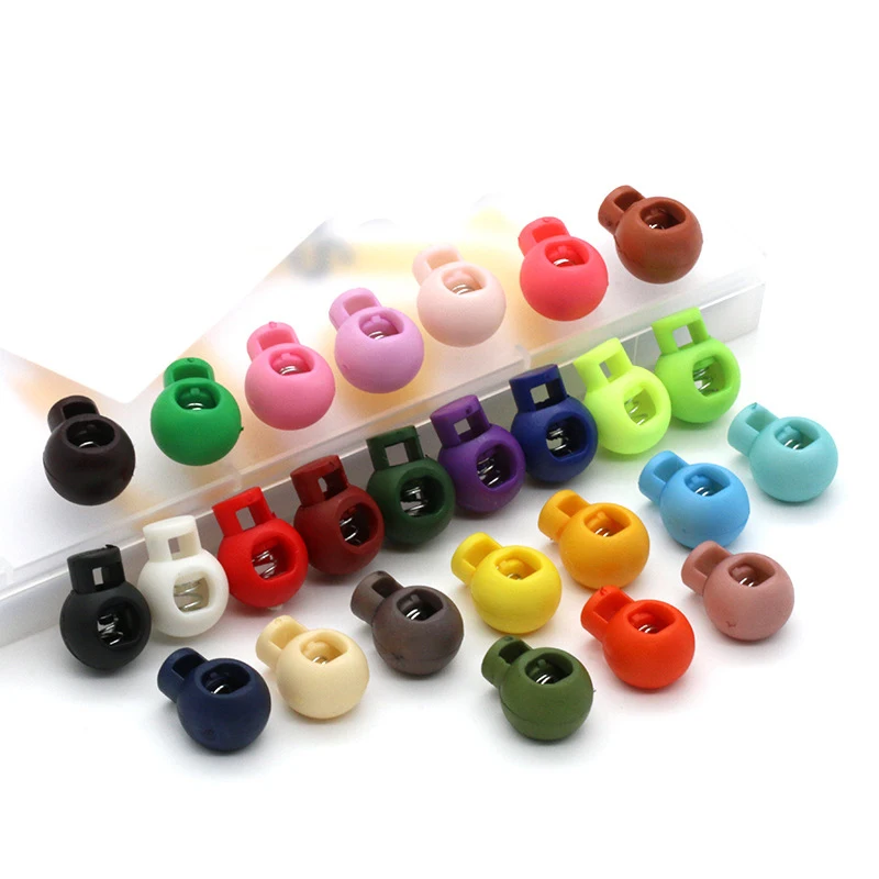 Plastic Ball Round Cord Lock Spring Stop Toggle Stopper Clip For Sportswear Shoes Rope Cord Lanyard DIY Craft Parts 10PCs