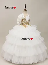 Puffy Tulle Layers Flower Girl Dress Halter Luxurious Beads Girl Wedding Party Dress Cute Ball Gown Princess Dresses