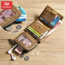 Tri Fold Passport Card Holder Men's Wallet Short Top Layer Cowhide Youth Wallet Driver's License Card Bag Wallet ASBD032
