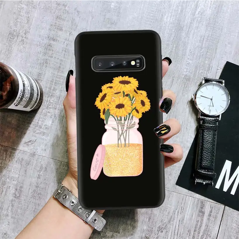 BA188-5 Эстетика Подсолнух Новинка черный чехол для телефона samsung Galaxy S10+ Plus Lite Note 10 9 8 S9 S8 J4 J6+ Plus S7 S6 Edge - Цвет: BA188-5
