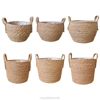 

Nordic Handmade Straw Storage Basket Floor Indoor Flower Pot Planter Home Living Room Decoration S23 20 Dropship
