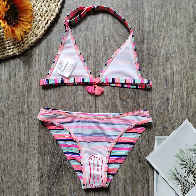 Girls Bathing Suits 2 Piece Swimsuit Kids Blue Dyeing And Printing Bikini  Set Swimwear 6 To 12 Yearsale Size 10 Girls Bikini - AliExpress