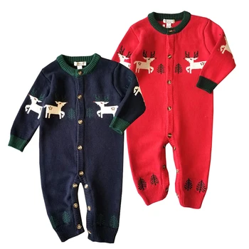 

Christmas Printing New Year Autumn Winter Infant Newborn Baby Boys Girls Knit Rompers Clothes Baby Toddler Boys Girls Jumpsuits