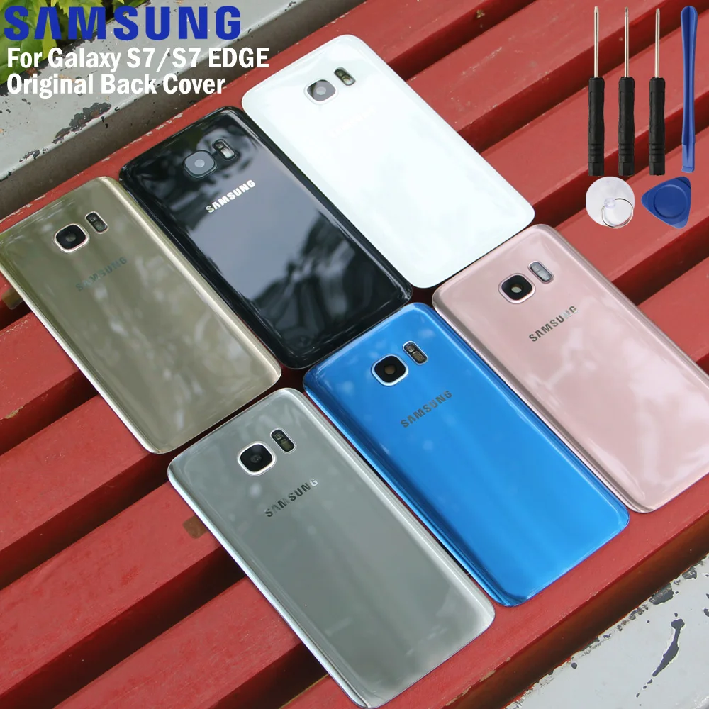 Original Samsung Back Battery Cover For Samsung Galaxy S7 G9300 S7 Edge G9350 Back Cover Cases Phone Battery Glass Backshell Phone Case Covers Aliexpress