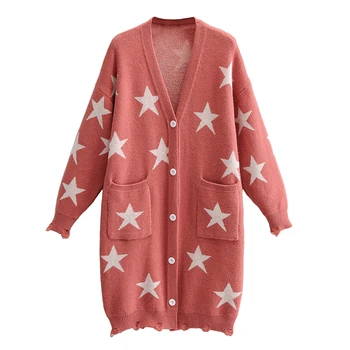 

HWLZLTZHT Large Cardigan For Women Winter Warm Cardigan Print Sweter Women Long Kimono Cardigan Loose Coat Women Jacket Knitwear