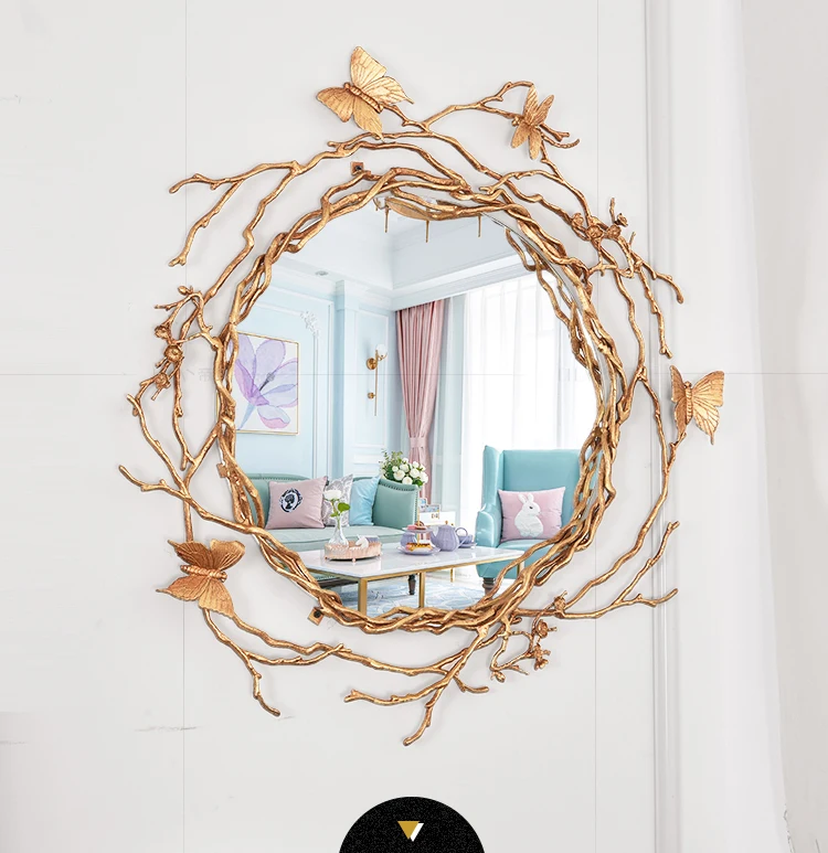 Светильник в европейском стиле, роскошное подвесное зеркало, украшение для дома, зеркальный фон, настенное зеркало, креативное зеркало, настенное украшение для крыльца d
