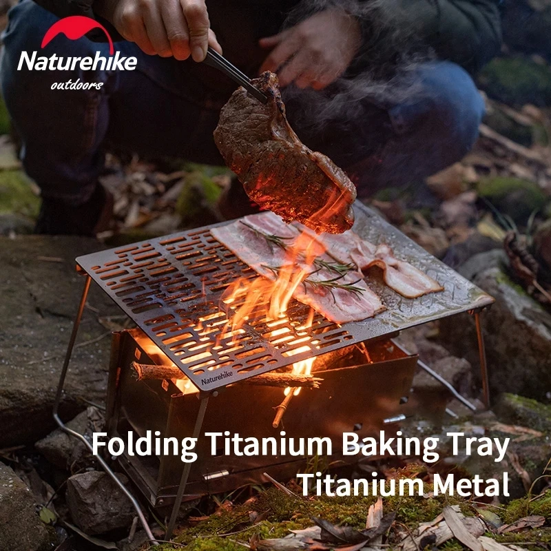 Titanium Barbecue Plate Folding Camping Portable Firewood BBQ Plate Titanium Food Clip Ultralight Outdoor Baking Tray 4