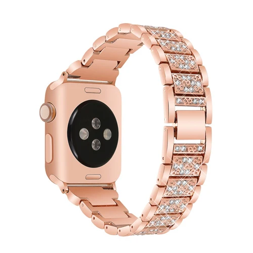 Ремешок для Apple Watch 42 мм 38 мм 40 мм 44 мм Алмазный металлический браслет ремешок для iwatch Apple Watch pulseira 5 4 3 2 1 - Цвет ремешка: rose gold