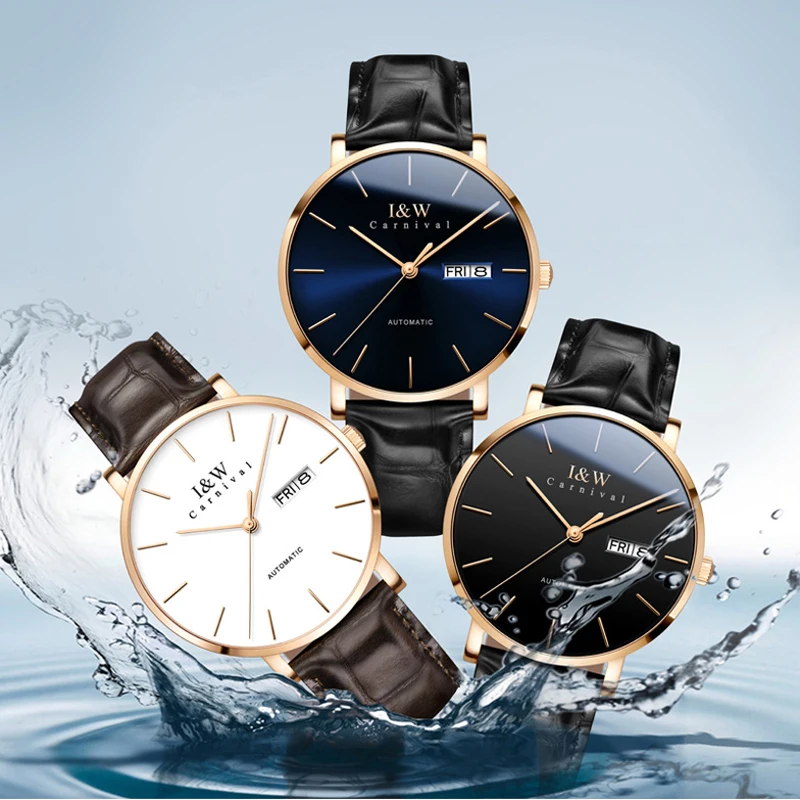 Carnival Brand Luxury Mechanical Watch for Men Fashion Calendar Business Automatic Wristwatches 30m Waterproof 2023 Reloj Hombre
