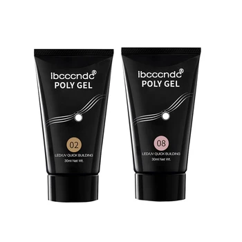 

2x ibcccndc 30ML Poly Gel Finger Nail Crystal Jelly Camouflage UV Lamp Extension Gel UV&Led Lamp Acrylic 02 & 08