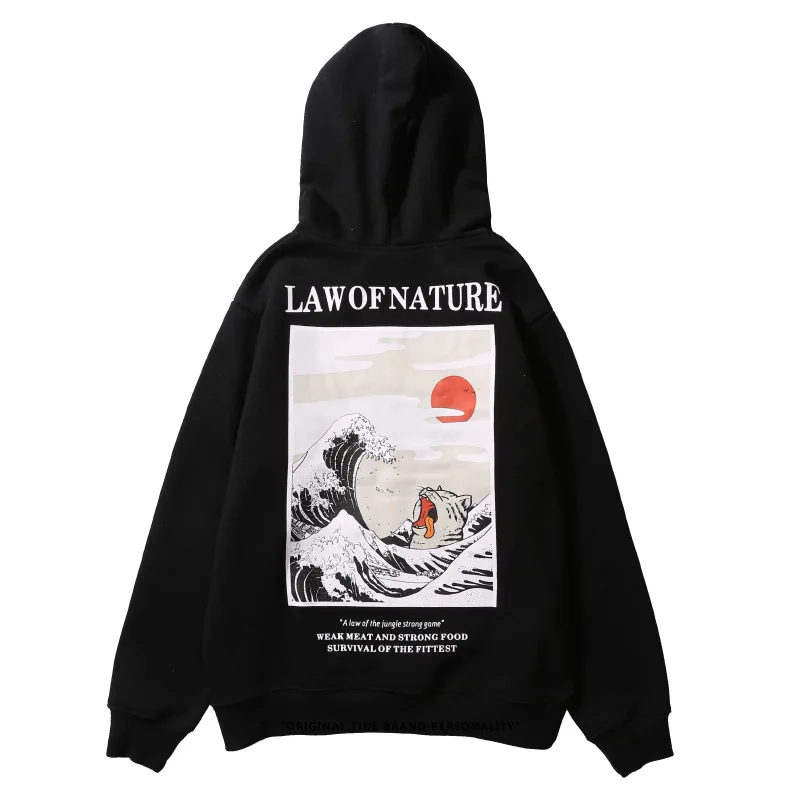 

Japanese-Style Ukiyo-E Kanagawa Wave Hoodies Men Spring Autumn Long-Sleeve Loose Sweatshirts Stylish Men's Printed Hoodie