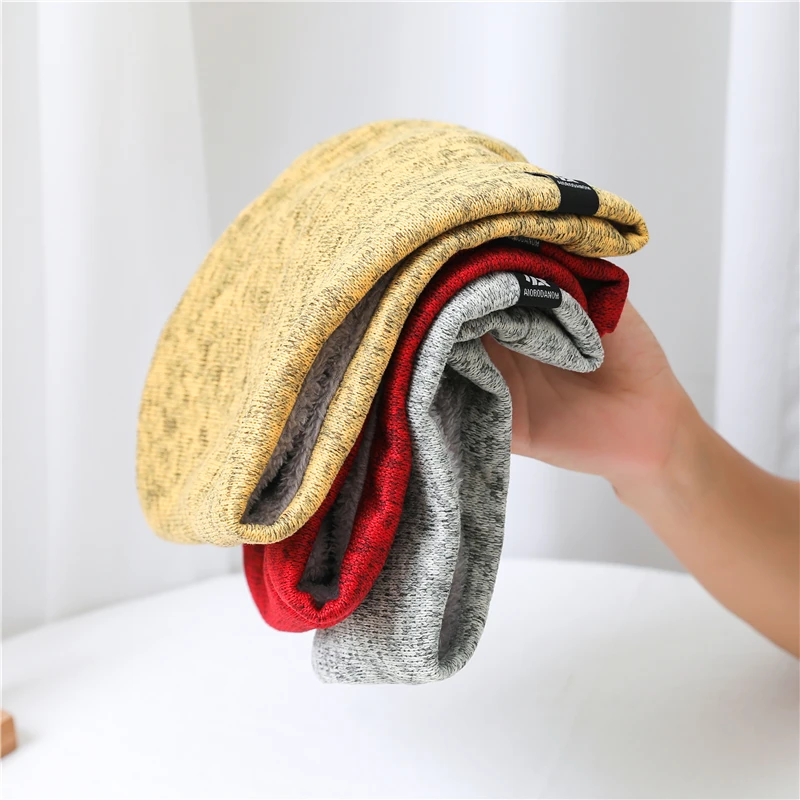 Enfärgad kashmirplysch varm vinterringhalsduk kvinnor män stickad helmask snood halsdukar bufanda tjock avgasrör_voghion.com