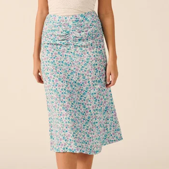 

Retro floral print High waist women skirt 2020 spring summer new casual wild lady midi skirt