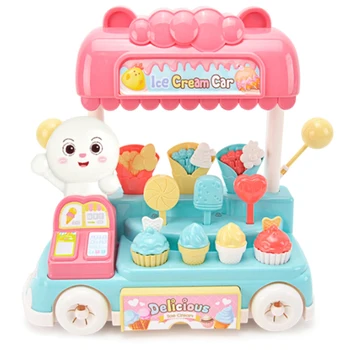 

Children Play House Toys Electric Sound and Light Music Candy Ice Cream Fast Food Cart Trolley Toy