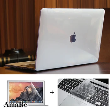 

AmaBe For Apple MacBook Air Pro Retina 11 12 13 15 Crystal Hard Shell Laptop Protector Case+Keyboard Cover+creen Protector