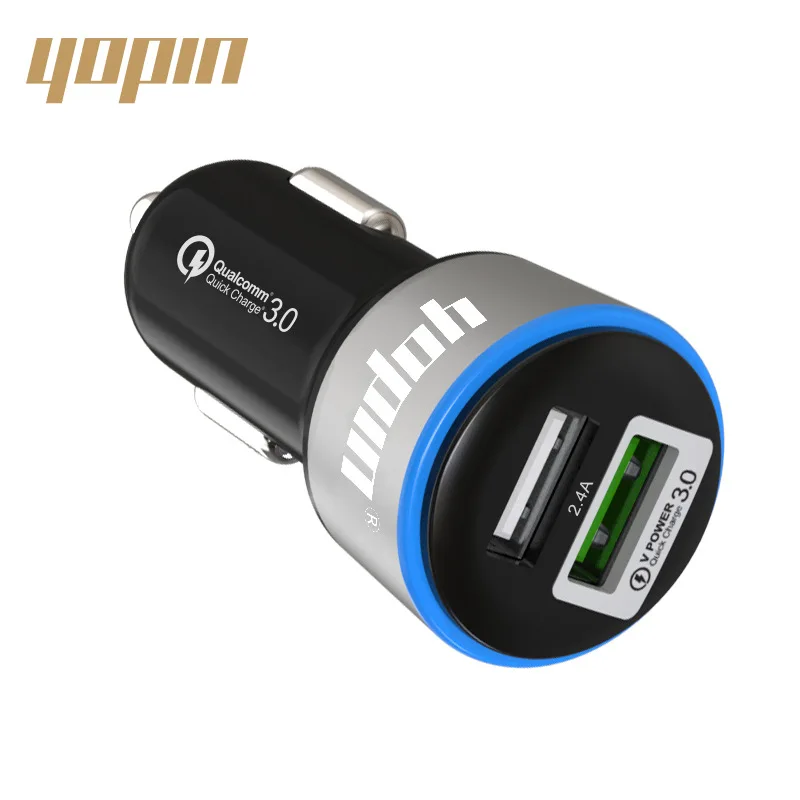

New Style QC3.0 Fast-Charging Car Mounted Charger One plus Two Multi-functional Car Mobile Phone Charger Double USB Car Charger