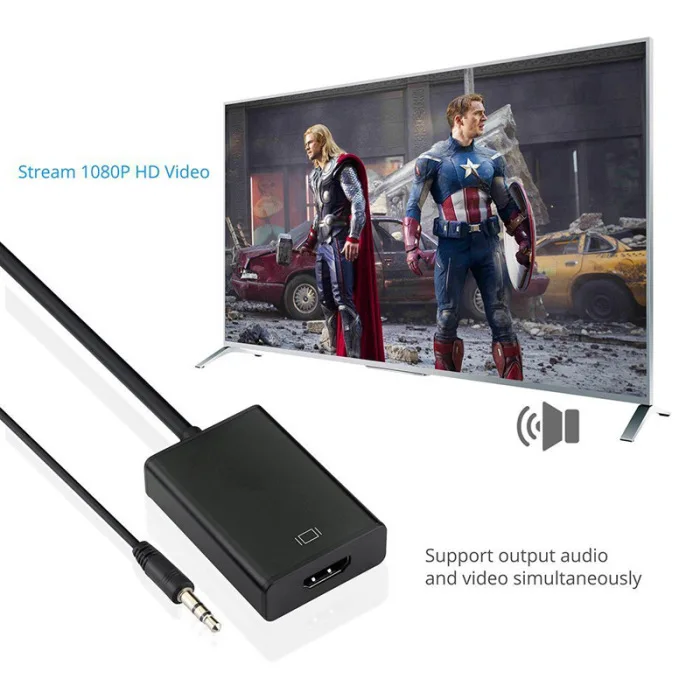 VGA к HDMI адаптер конвертер кабель конвертер Поддержка аудио для HDTV PC OD889