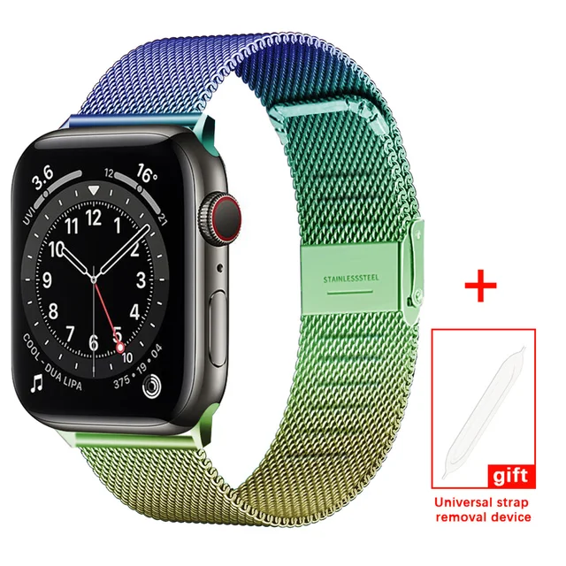 Milanese Loop for Apple Watch Band 7 6 SE 5 4 44mm 42mm Stainless Steel Bracelet Metal Wrist Strap of iWatch Series 2 3 38mm 40m Fantasy gold
