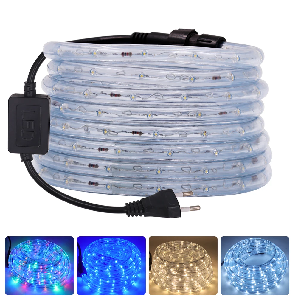 thumbnail image 2 of Cadena de luces LED de 220 V para exteriores, iluminación de 360 grados, resistente al agua, para jardín, arcoíris, UE, 2 of 5