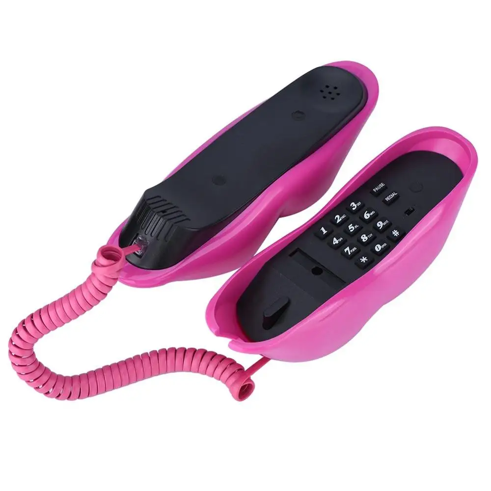 Lips telephone cute red mouth shape lip phone corded landline phones home office decor pink role play telephone gift artificial telephone ornament