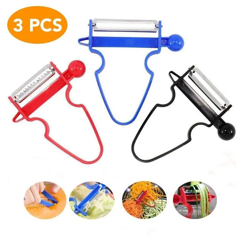 

3pcs kitchen creative multi-function stainless steel peeler fruit and vegetable peeler kitchen shredded accessories