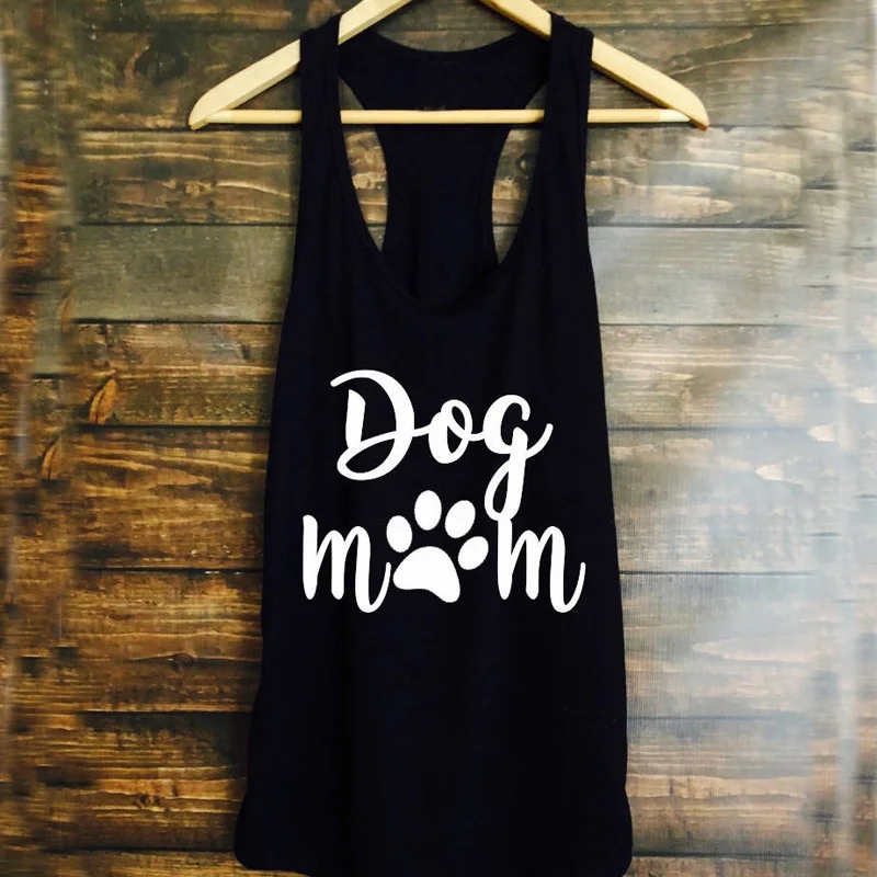 

Dogs Mom Paws Printed Tank Tops Harajuku Funny Racerback Off Shoulder Cotton Vest Mother Slogan Gift Women Tops Drop Shipping