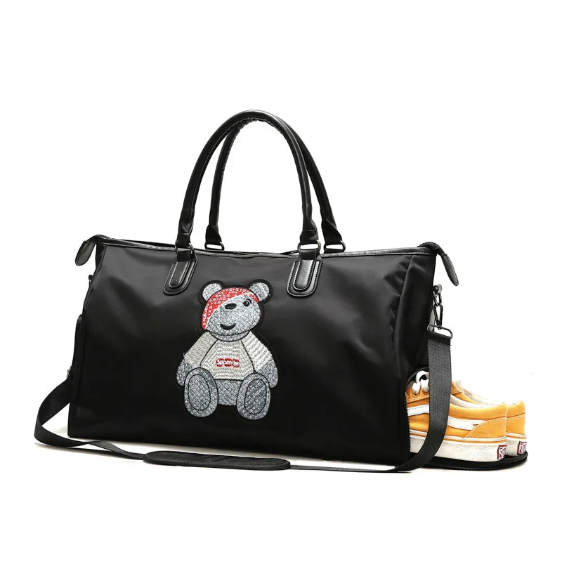 Женская сумка для путешествий, сумки для ручной клади, большая вместительность, модная сумка для путешествий с рисунком медведя, Водонепроницаемая спортивная сумка для выходных