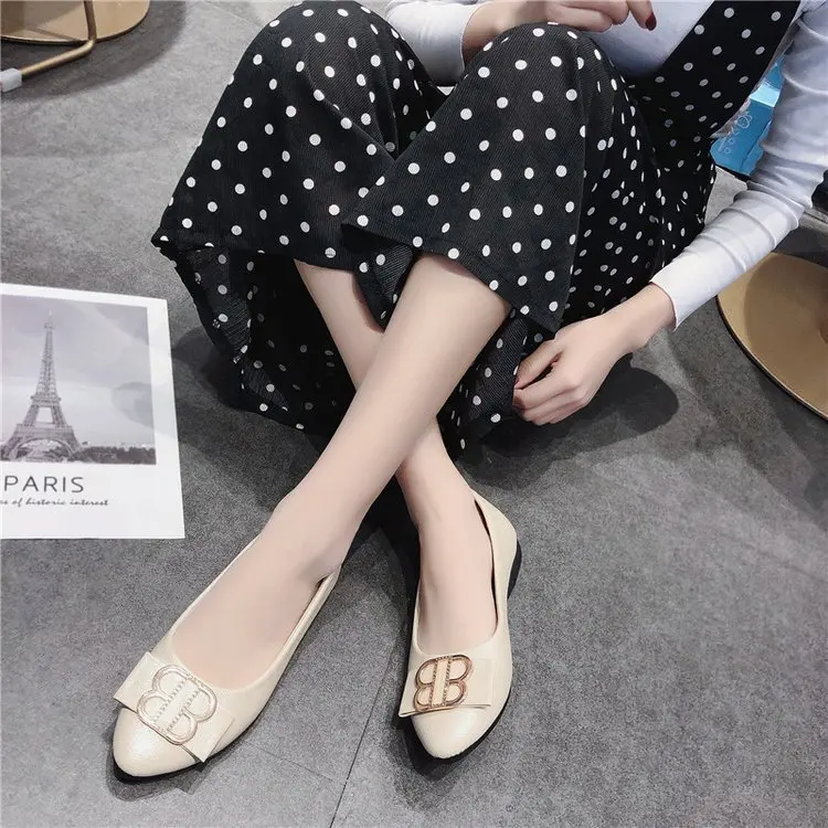 

Girls Shoe Shallow Mouth Single Shoes Women's Korean-style Versatile 2019 Spring Shoe Loafers Side Scoop Bootie Pointed Flat