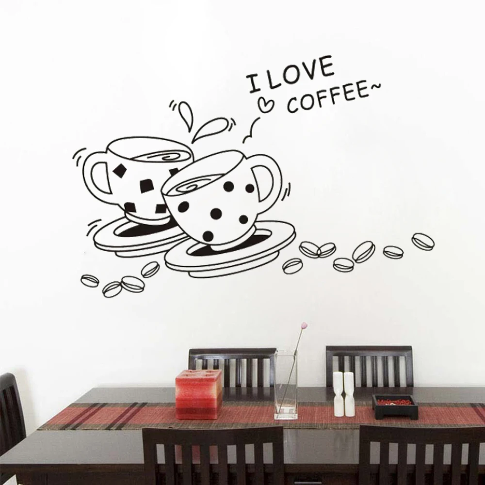 I Love Coffee настенные наклейки милые кофейные чашки фрески съемные виниловые