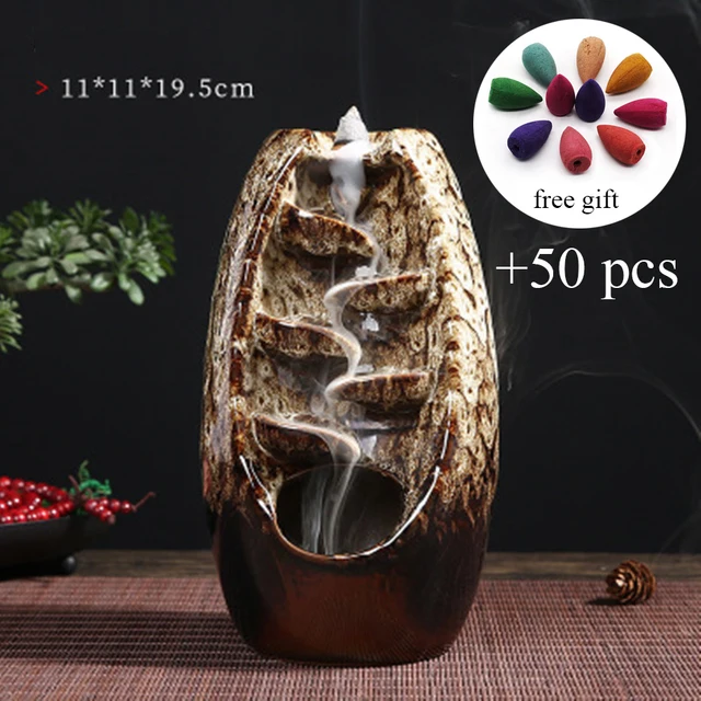 Incense waterfall and incense cone burner