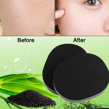

Natural Black Bamboo Charcoal Face Clean Sponge Wood Fiber Face Wash Clean Sponge Beauty Makeup Accessory Cleaning Puff
