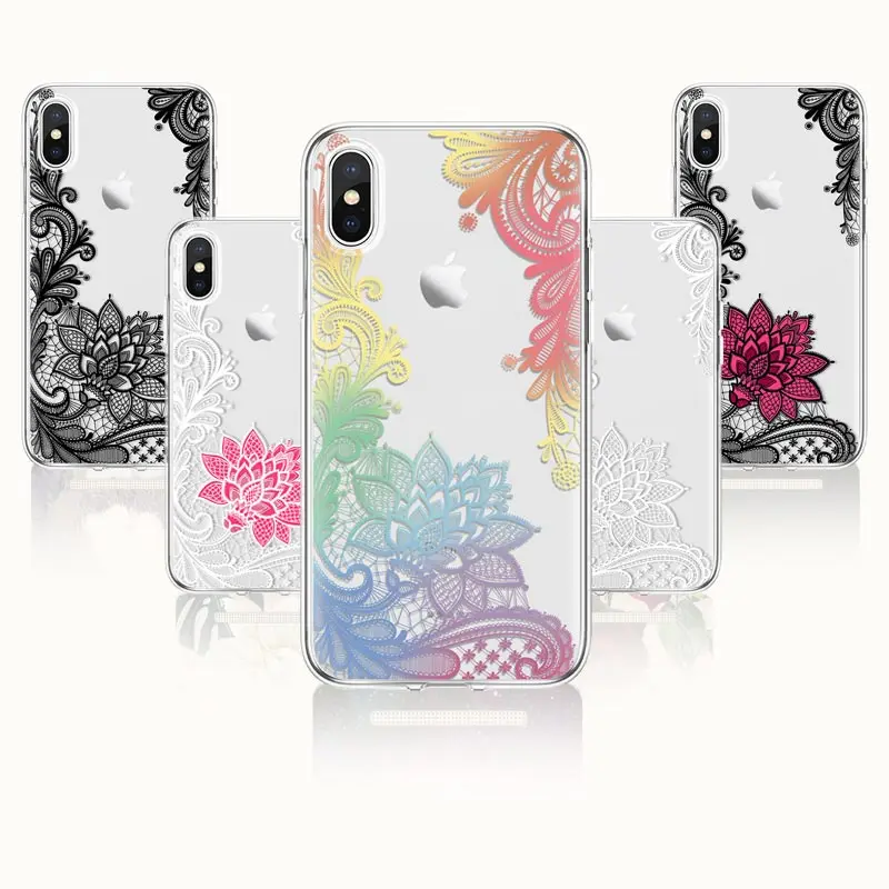 

Ultra Thin Lace Flower Phone Case Painted Clear Soft TPU Silicone Protective Back Cover for Xiaomi Mi A1 A2 A3 A2 Lite Max 2