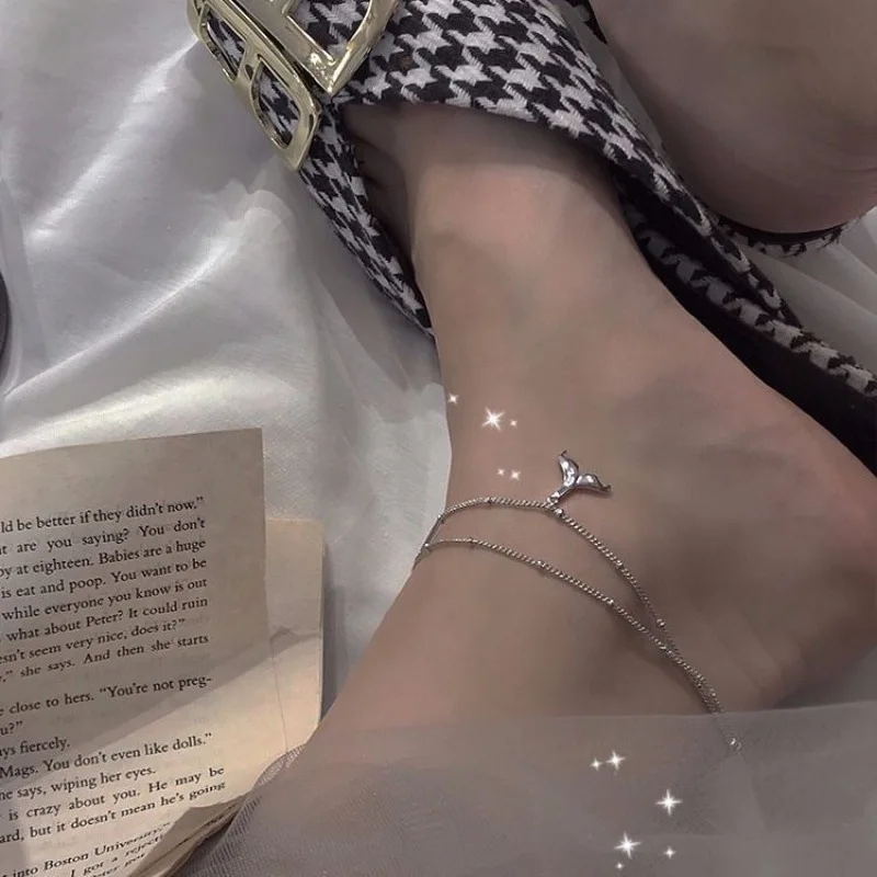 925 Sterling Silver Mermaid Charm Pendant Multi Layer Link Chain Anklet Party Jewelry for Women sl356 925 Sterling Silver Mermaid Charm Pendant Multi Layer Link Chain Anklet Party Jewelry for Women sl356