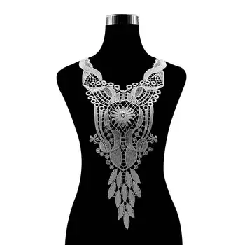 

1pc Large Water-soluble Flower Leaf Lace Collar White Polyester Silk Hollow Embroidery Fabrics for Sewing Clothes Lace Fabric