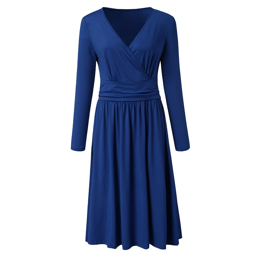 FREE OSTRICH 2019 Autumn Winter Dress Women Long Sleeve Dress Casual Slim Sashes Midi Dress Plus Size Fashion Clothing 930