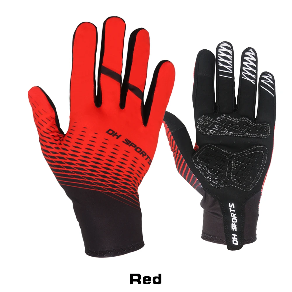 Полный палец Сенсорный экран велосипедные перчатки MTB спортивные противоударные велосипедные перчатки Гель жидкий шок велосипедные перчатки для мужчин и женщин - Цвет: Красный