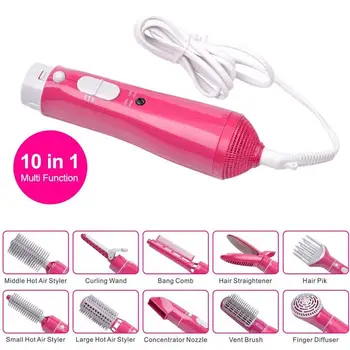 

One-Step 10 In 1 Hair Dryer & Blower Brush Professional Hot Air Brush Negative Ion Electric Hair Volumizing & Straightening Comb