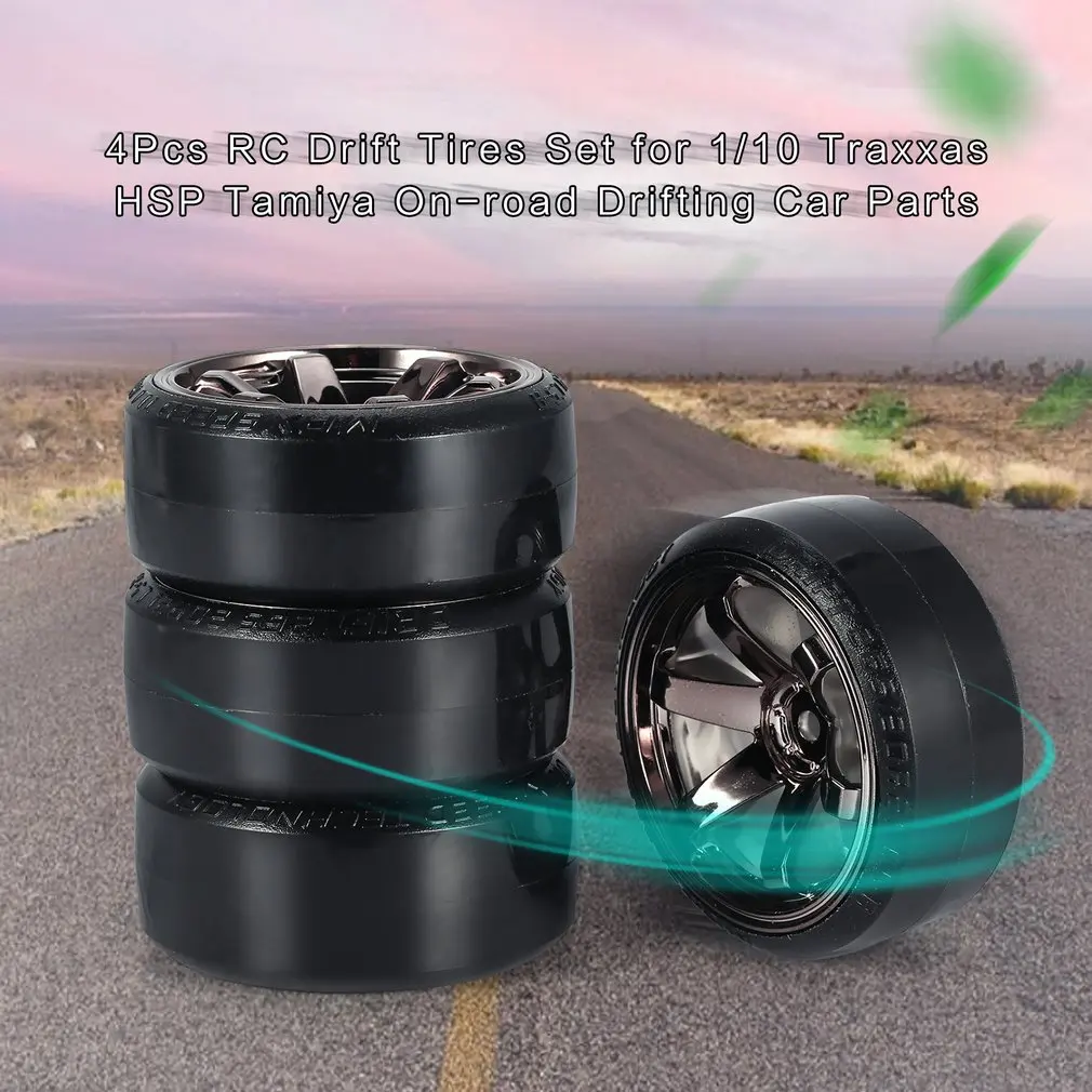 4Pcs RC Hard Pattern Drift Tires Tyre Wheel for Traxxas HSP Tamiya HPI 1:10 RC On-road Vehicle Drifting Car Hard Tyre Set - Image 2