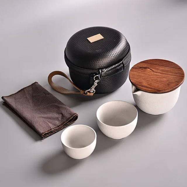 Чайная чашка кунг-фу, керамические чайные горшки, чайные чашки gaiwan, китайская чайная посуда, портативный чайный набор для путешествия с сумкой для путешествий - Цвет: 2 as pic