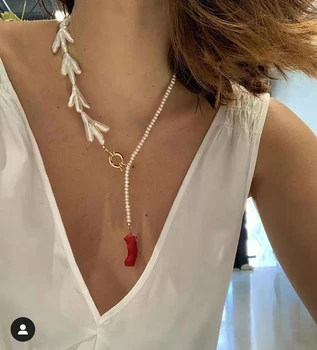 

Timeless Wonder Glam Baroque Pearl Coral Necklace Women Jewelry Gothic Designer Boho Ins Punk Top Trendy Runway Party Rare 2377