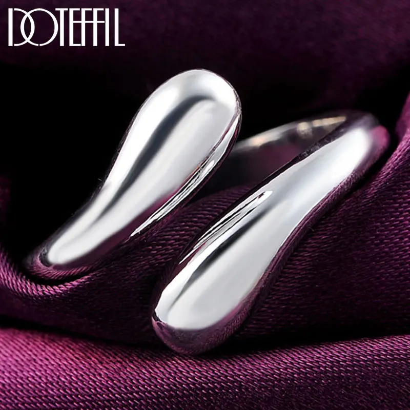 

DOTEFFIL 925 Sterling Silver/Gold Water Drop Ring For Women Fashion Classic Wedding Engagement Party Gift Charm Jewelry