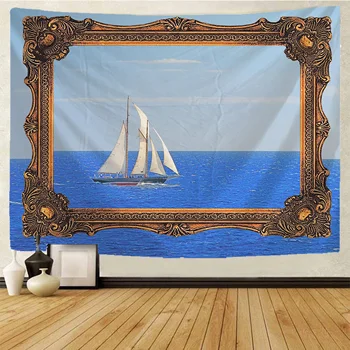 

Ocean and Ship tapestry Indian Mandala Witchcraft Hippie Tapestry Boho decor Macrame Wall Hanging Tapestry