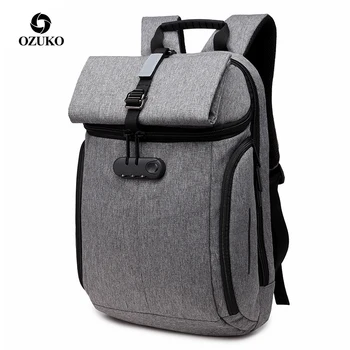 

OZUKO Fashion Leisure Men Anti-theft Backpack 15.6 Laptop Backpacks Casual Women Waterproof Backpack Schoolbag for Teenage
