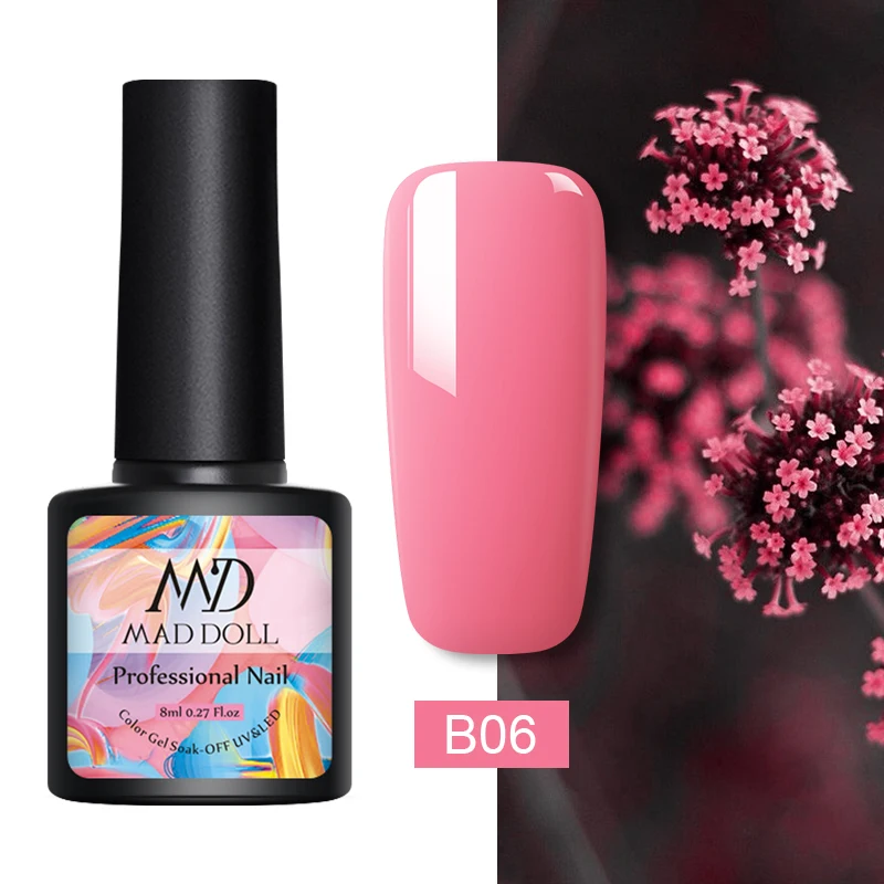 B06 MAD DOLL, 8 мл, УФ-гель для ногтей, розовое золото, блестки, блестки, замачиваются, УФ Гель-лак, Цветной Гель-лак для ногтей, сделай сам, лак для ногтей - Цвет: B06