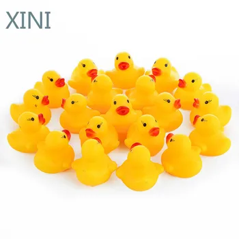 

100pcs/lot Squeaky Rubber Duck Duckie Bath Toys Baby Shower Water Toys for Baby Children Birthday Favors Gift Free Shipping