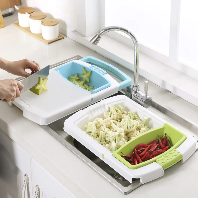 

Creative Plastic Chopping Board Kitchen Dual-use Vegetable And Fruit Drain Chopping Board Drain Basket