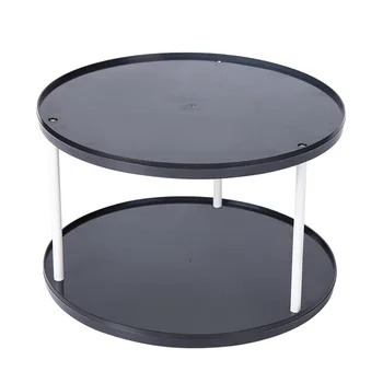 

1 pc Storage Rack 360 Degree Rotating 2 Tier Round Shelf Desktop Organizer Rack for Bathroom Kitchen Bedroom (Random Color)